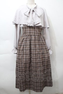 画像1: axes femme / ケープ襟ドッキングワンピース  ブラウン S-25-10-12-038-AX-OP-HR-ZS