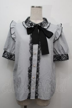 画像1: NOEMIE / 肩フリルレースブラウス  グレー S-25-10-14-007-LO-BL-HR-ZS