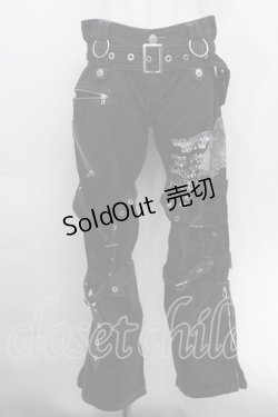 画像1: ALGONQUINS / ベルトデザインパンツ  黒 S-25-10-14-059-AL-PA-HR-ZS