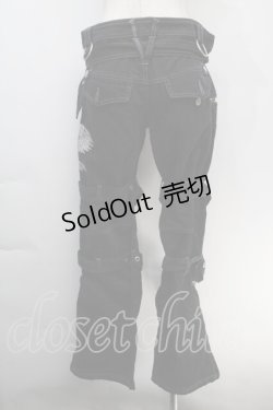 画像2: ALGONQUINS / ベルトデザインパンツ  黒 S-25-10-14-059-AL-PA-HR-ZS