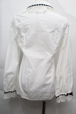 画像2: YUYAスロープ / 襟花デザインブラウス  白 S-25-10-14-001-EL-TO-HR-ZS