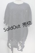 NOEMIE / クロスチェーンダメージユニセックスTシャツ  紺 S-25-10-14-015-LO-TO-HR-ZS