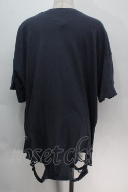 画像2: NOEMIE / クロスチェーンダメージユニセックスTシャツ  紺 S-25-10-14-015-LO-TO-HR-ZS