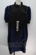 NOEMIE / ネクタイ付き5分袖ゴシックフリルブラウス  ネイビー S-25-10-14-017-LO-BL-HR-ZS