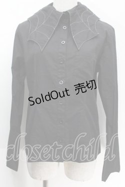 画像1: PEACE NOW / 蜘蛛の巣襟ブラウス  黒 S-25-10-14-022-PU-BL-HR-ZS