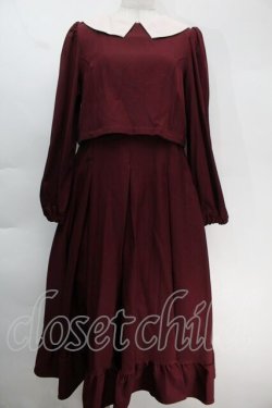 画像1: m petit by misako / マイメロワッペン付きワンピース  ワイン S-25-10-14-030-LO-OP-HR-ZS