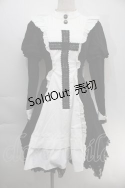 画像1: 櫻姫（海外ロリィタ） / クロスデザインワンピース  黒ｘ白 S-25-10-14-044-LO-OP-HR-ZS