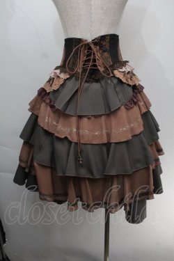 画像2: Ozz oneste / ティアードスカート  カーキｘベージュ S-25-10-14-050-OO-TO-AS-ZS