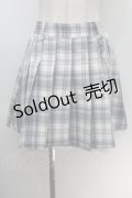 NOEMIE / チェーン付きチェックプリーツスカート  ブルーｘ白 S-25-10-14-051-LO-SK-HR-ZS