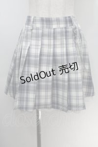 NOEMIE / チェーン付きチェックプリーツスカート  ブルーｘ白 S-25-10-14-051-LO-SK-HR-ZS