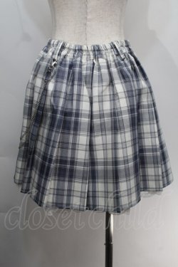 画像2: NOEMIE / チェーン付きチェックプリーツスカート  ブルーｘ白 S-25-10-14-051-LO-SK-HR-ZS
