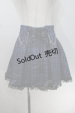 画像1: NOEMIE / チェーン付きチェックスカート  ブルー S-25-10-14-052-LO-SK-HR-ZS
