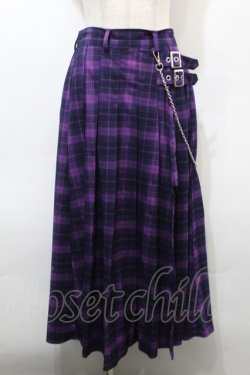 画像1: LISTEN FLAVOR / チェックロングスカート  紫 S-25-10-15-055-PU-SK-AS-ZS
