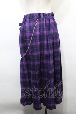 画像2: LISTEN FLAVOR / チェックロングスカート  紫 S-25-10-15-055-PU-SK-AS-ZS