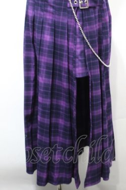 画像3: LISTEN FLAVOR / チェックロングスカート  紫 S-25-10-15-055-PU-SK-AS-ZS