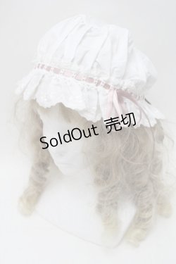 画像1: Kurumi Collaboration / CLK＊フリルキャップ  白ｘピンク S-25-10-15-1014-LO-AC-HR-ZS