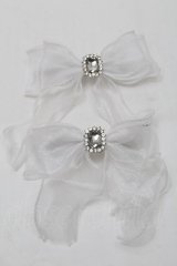 Ank Rouge / オーガンジーリボンバレッタ  白 S-25-10-15-1033-CA-AC-HR-ZS