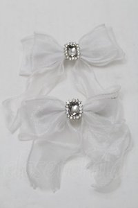 Ank Rouge / オーガンジーリボンバレッタ  白 S-25-10-15-1033-CA-AC-HR-ZS