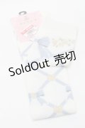 m petit by misako / NINA'Sコラボ 編み上げソックス  白ｘサックス S-25-10-15-1005-LO-AC-HR-ZS