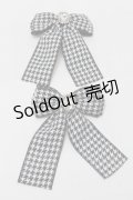 Ank Rouge / 千鳥柄リボンバレッタ  黒ｘ白 S-25-10-15-1037-CA-AC-HR-ZS