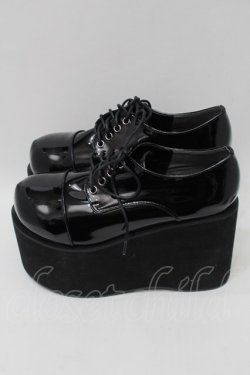 画像2: DearMyLove / 11cm厚底レースアップおでこパンプス 25.5 黒 S-25-10-15-1038-EL-SH-HR-ZS