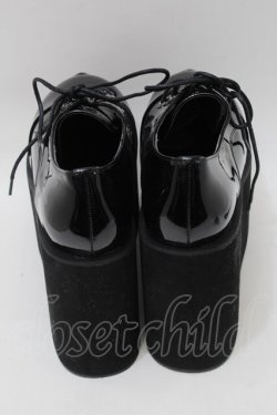画像3: DearMyLove / 11cm厚底レースアップおでこパンプス 25.5 黒 S-25-10-15-1038-EL-SH-HR-ZS