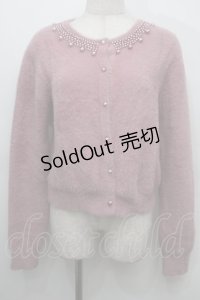 an another angelus / パールチョーカー風シャギーニットカーディガン  ピンク S-25-10-15-018-CA-TO-AS-ZS