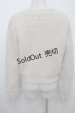画像2: an another angelus / パールチョーカー風シャギーニットカーディガン  オフ S-25-10-15-019-CA-TO-AS-ZS
