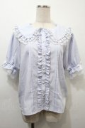 NOEMIE / フリルレースブラウス  サックス S-25-10-16-030-LO-BL-HR-ZS