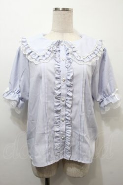 画像1: NOEMIE / フリルレースブラウス  サックス S-25-10-16-030-LO-BL-HR-ZS