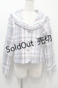 Virally / 星名桜子 チェックフリルジャケット L ブルー S-25-10-16-031-LO-JA-HR-ZS