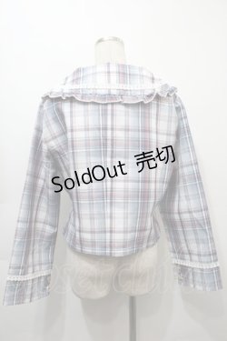 画像2: Virally / 星名桜子 チェックフリルジャケット L ブルー S-25-10-16-031-LO-JA-HR-ZS
