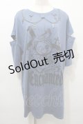 NOEMIE / 病みねこチェーンダメージユニセックスTシャツ  紺 S-25-10-16-033-LO-TO-HR-ZS
