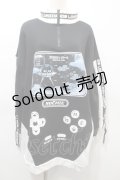 NOEMIE / 裏起毛ゲームねこユニセックスチュニック  黒ｘ白 S-25-10-16-039-LO-TO-HR-ZS
