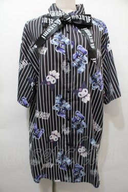画像1: NOEMIE / クロミｘ病みくまストライプシャツ  黒 S-25-10-16-045-LO-TS-HR-ZS