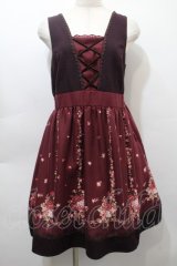 axes femme / パネル花柄チュニック  ワイン S-25-10-16-052-AX-OP-HR-ZS