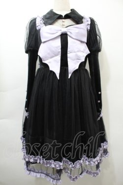 画像1: To Alice / チュール切替ベロアワンピース  黒ｘラベンダー S-25-10-16-058-LO-OP-HR-ZS