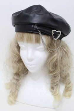 画像1: NOEMIE / ハートバックルチェーンベレー帽  黒 S-25-10-16-011-LO-OP-HR-ZS