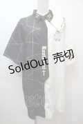 NOEMIE / 鉄線配色ユニセックスシャツ  黒ｘ白 S-25-10-16-022-LO-TS-HR-ZS