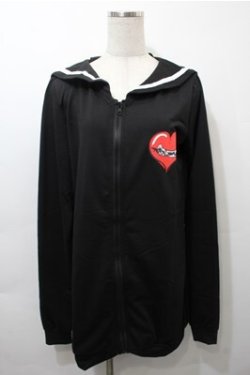 画像1: NieR Clothing / セーラー襟パーカー  黒 S-25-10-17-043-PU-TO-HR-ZS