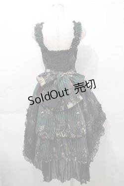 画像2: FRILL / アンティークテディベア柄ジャンパースカート  黒ｘグリーン S-25-10-17-056-HN-SK-HR-ZS