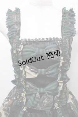 画像3: FRILL / アンティークテディベア柄ジャンパースカート  黒ｘグリーン S-25-10-17-056-HN-SK-HR-ZS