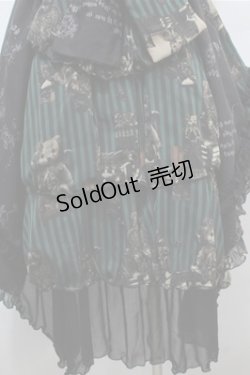 画像5: FRILL / アンティークテディベア柄ジャンパースカート  黒ｘグリーン S-25-10-17-056-HN-SK-HR-ZS