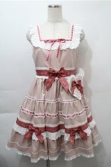 BABY,THE STARS SHINE BRIGHT / Waffle Cottonティアードジャンパースカート  ピンク S-25-10-17-058-BA-OP-HR-ZS