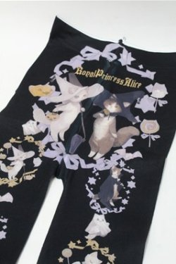 画像1: Royal Princess Alice / Halloween Cat・ねこ助コラボタイツ  黒 S-25-10-17-013-LO-OP-HR-ZS