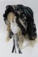 画像1: FRILL / アンティークテディベア柄うさ耳ボンネット  黒ｘｘグリーン S-25-10-17-025-HN-SK-HR-ZS (1)