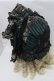 画像3: FRILL / アンティークテディベア柄うさ耳ボンネット  黒ｘｘグリーン S-25-10-17-025-HN-SK-HR-ZS (3)