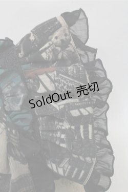 画像4: FRILL / アンティークテディベア柄うさ耳ボンネット  黒ｘｘグリーン S-25-10-17-025-HN-SK-HR-ZS