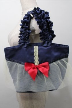 画像1: Maison de FLEUR / 白雪姫限定デザイン フリルハンドルトートバッグ  紺 S-25-10-17-030-LO-BG-HR-ZS