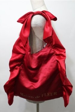 画像1: Maison de FLEUR / サテンフリルリボントートバッグ  赤 S-25-10-17-031-LO-BG-HR-ZS